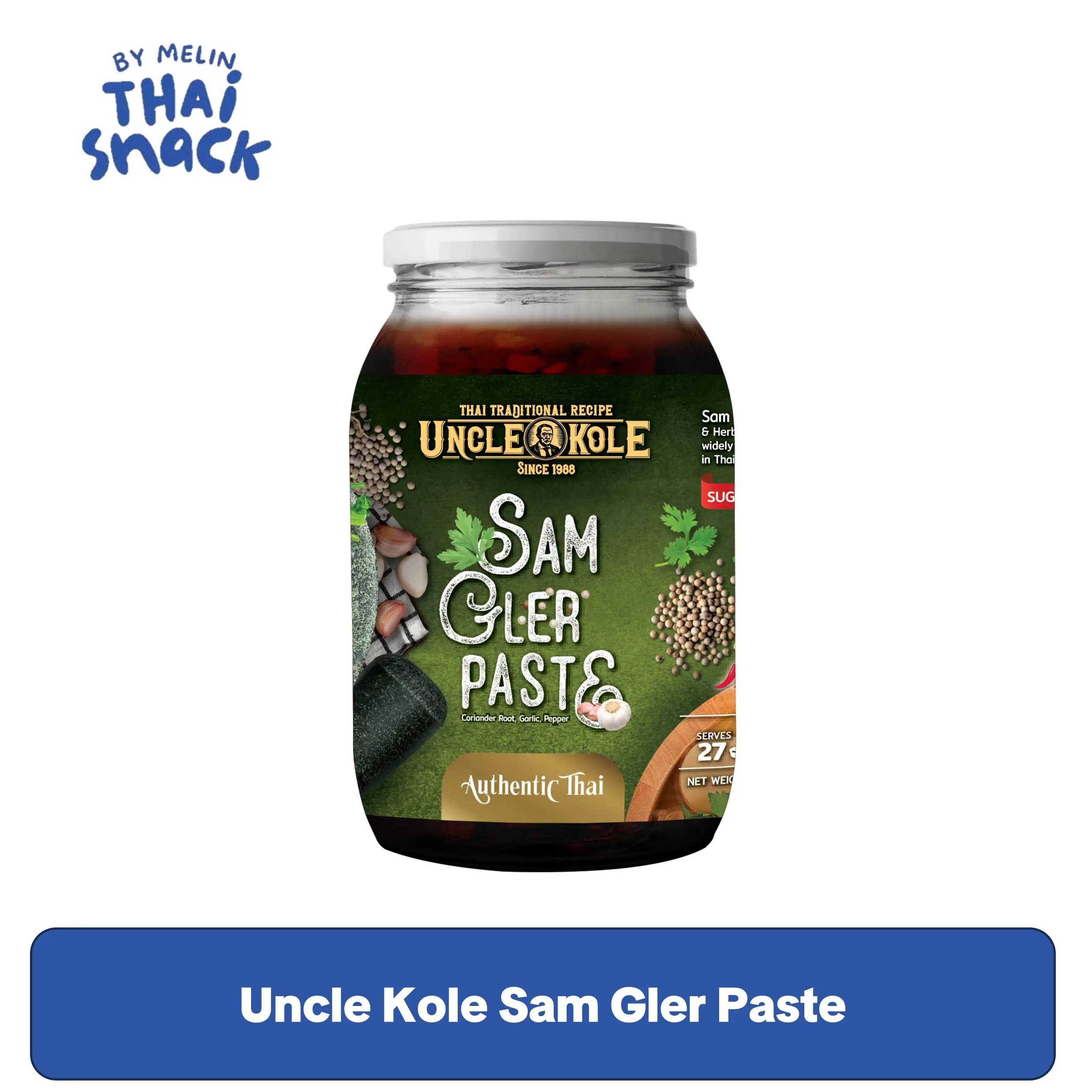 Uncle Kole Sam Gler Paste - Premium Ambient Garlic Paste with Coriander Root, Pepper, Rich Spicy Spices for Marinade, Flavorful Cooking, Flavor