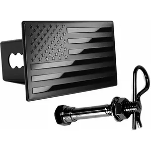 eVerHITCH American Flag Metal Trailer Hitch Cover Plug (Fits 2" Receivers, Black)