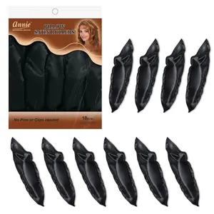 Annie Pillow Satin Rollers, Black, 10 Count