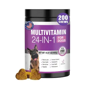 TTLXRL 24-in-1 Multivitamin Soft Chews for Dogs – Chicken Soft Chew Immune Support Dog– 200 Treats– Glucosamine, Probiotics, Omega & More- Supports Healthy Gut, Mobility & Overall Health