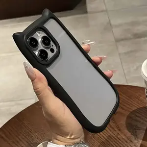 Creative Cute Cat's Ears Design Protective Shockproof Phone Case, 1 Count Transparent Acrylic Phone Case, Phone Accessories Compatible with iPhone 11 12 13 14 15 Pro Max X XS XR Cover, Phone Protector, Casing, Protection, Smartphone, Cellphone