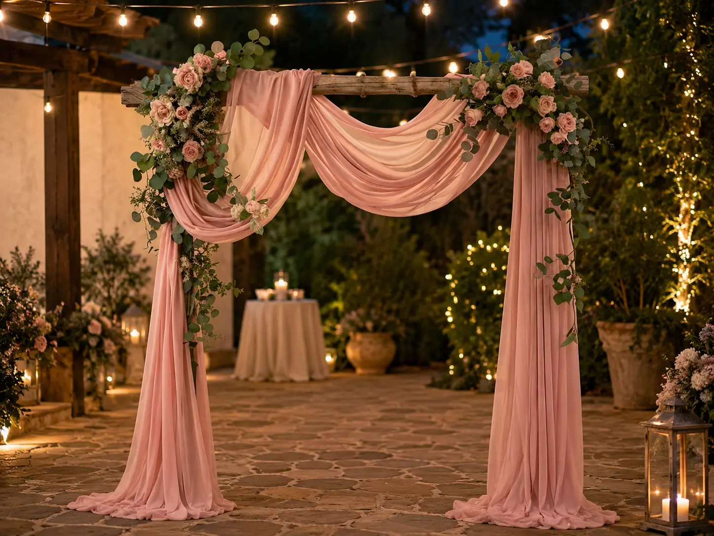 Blush Sheer Wedding Arch Draping Fabric, 28.7-Inch x 20-Foot Chiffon Backdrop for Ceremonies, Bridal Showers and Parties