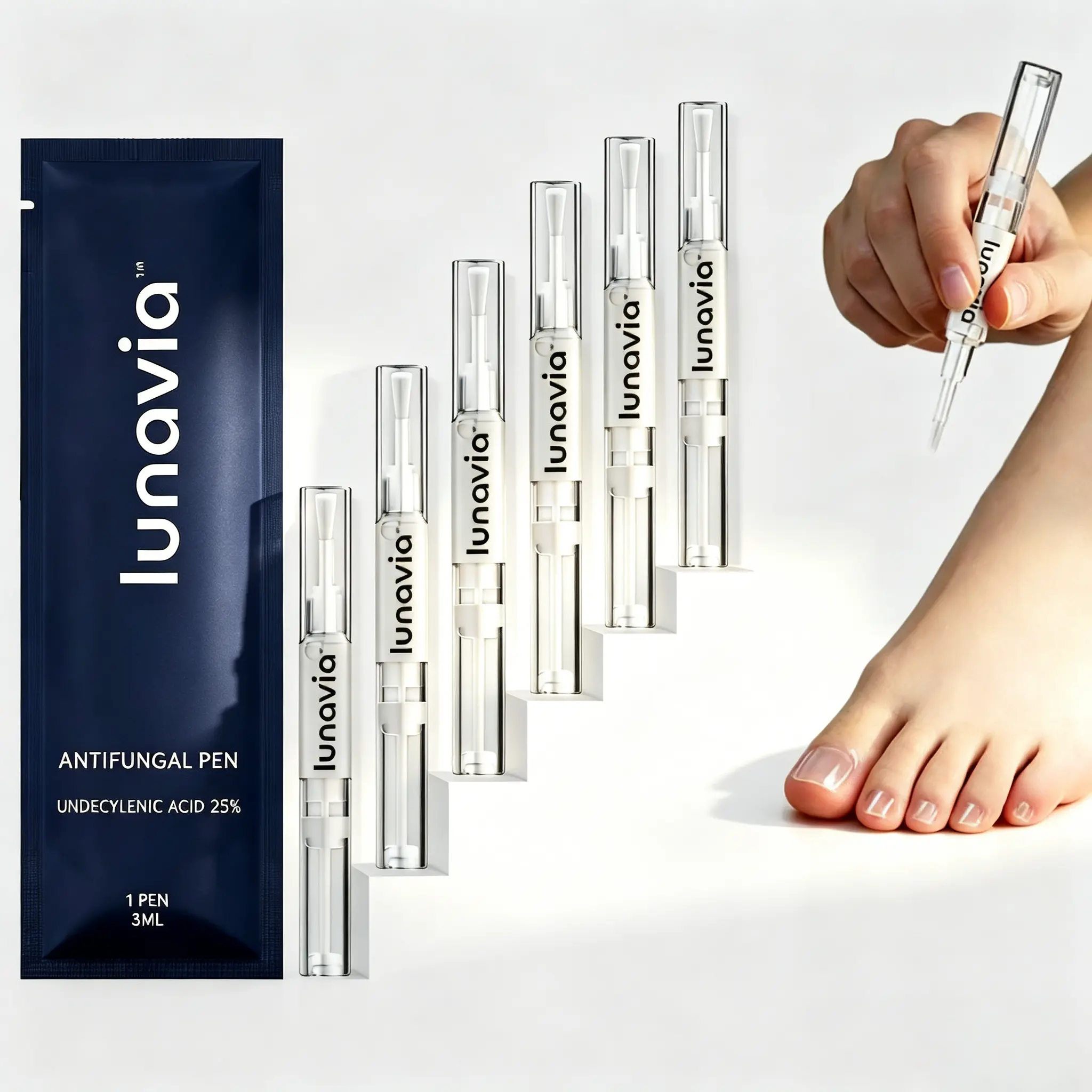 Lunavia Antifungal Pen UNDECYLENIC ACID 25% for Athlete's Foot Jock Itch & Ringworm Treatment 3ML Toe Polish Vecnythra Solution