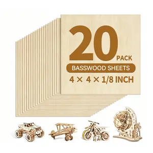 20 Pack 4 x 4 x 1/8 Inch Baltic Birch Plywood 3mm Birch Sheets, for Laser Engraving, Cricut Maker, Architectural Models, Drawing Painting Burning