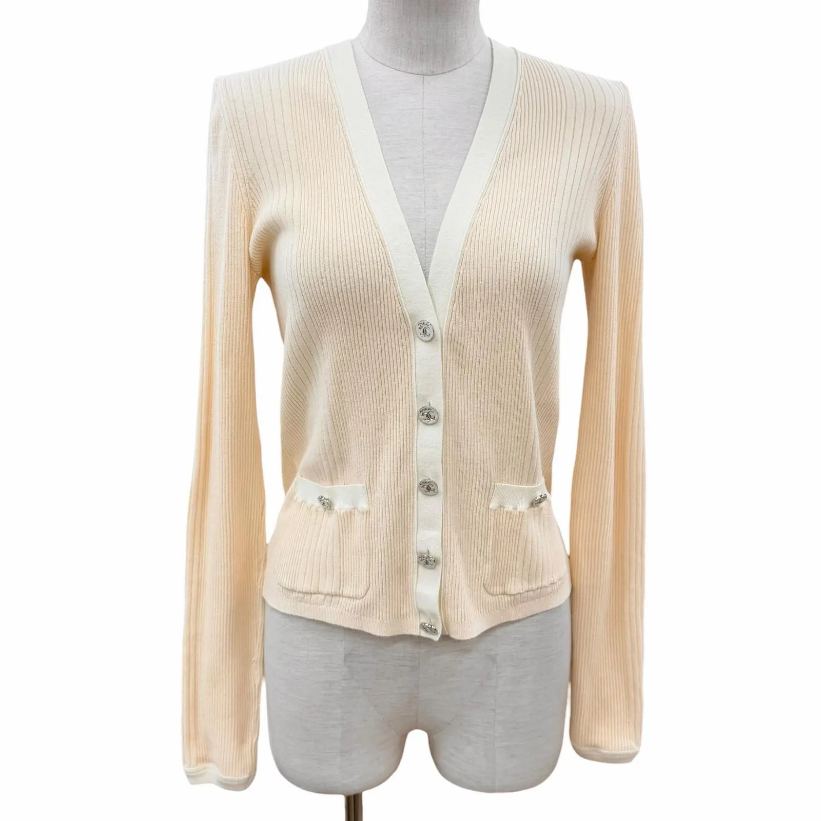 Pre-owned CHANEL Cotton Small Leather Goods Coco Beach Cardigan