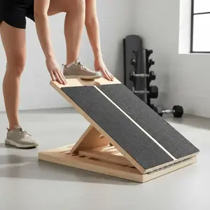 Adjustable Portable Wooden Incline Board Leg Stretcher, Foldable Design for Easy Storage & Transport, Ideal for Home Gym Use, Home Pilates Equipment