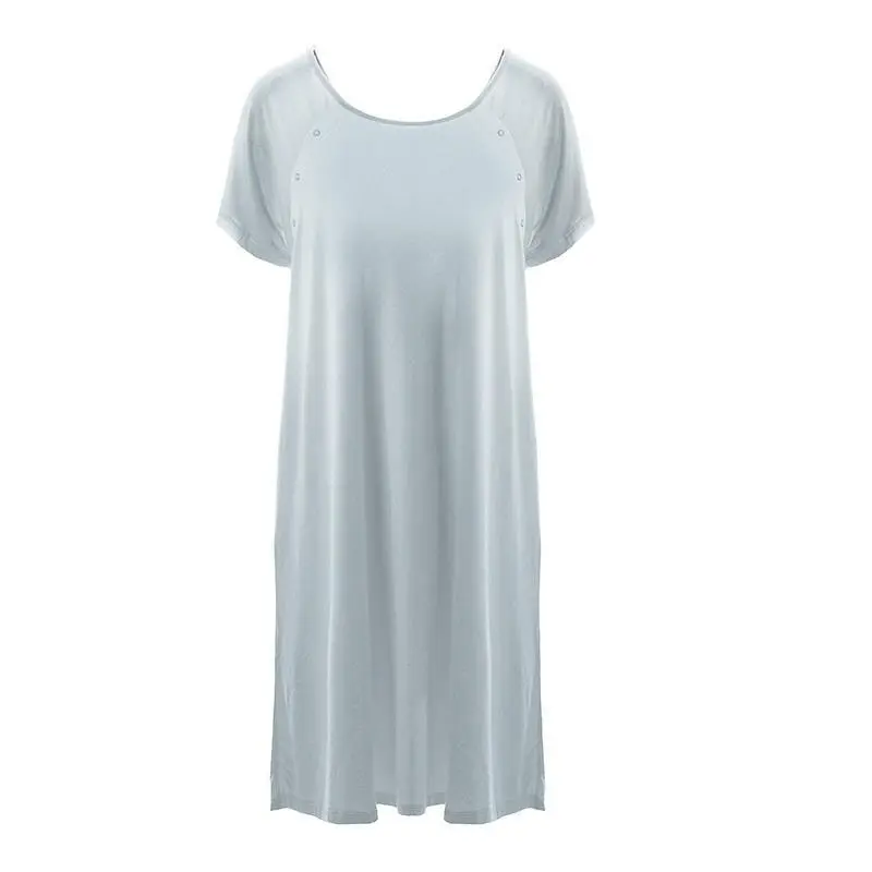 Women's Solid Bamboo Labor and Delivery Hospital Gown - Illusion Blue