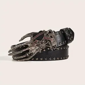 American Punk Women’s Skull Heart Palm Belt, a stylish and versatile casual belt for women.