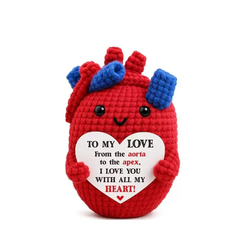 Healing Heart - Positive Crochet Amigurumi Gift for Friends, Girlfriends, BFFs | Unique Emotional Support Companion Desk Decor | Funny, Humorous, Romantic Birthday & Anniversary Present for Her/Him | Ideal for Moms, Dads, Kids | Desktop Decor
