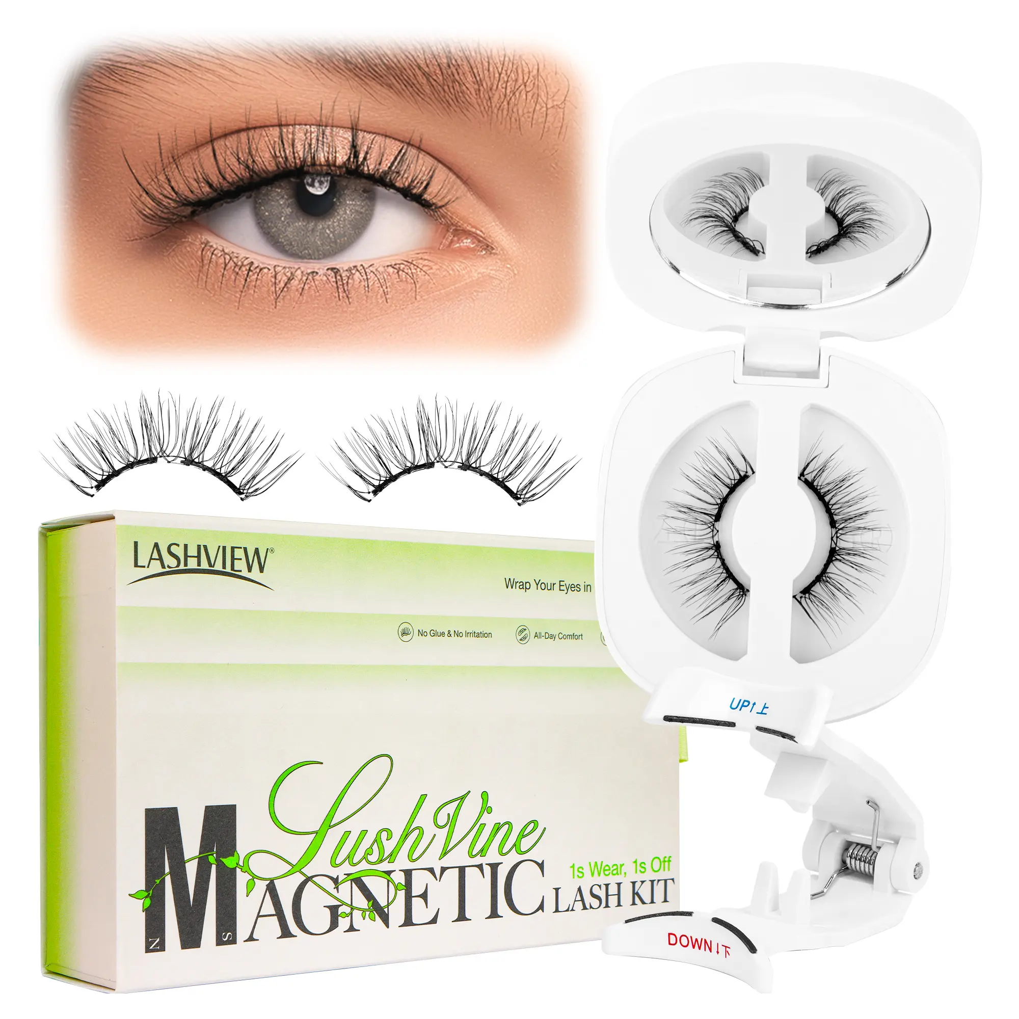 Lashview Reusable Soft Magnetic Lashes No Glue Needed Magnetic Eyelashes without Eyeliner Comic Style Natural Lashes Easy to Apply