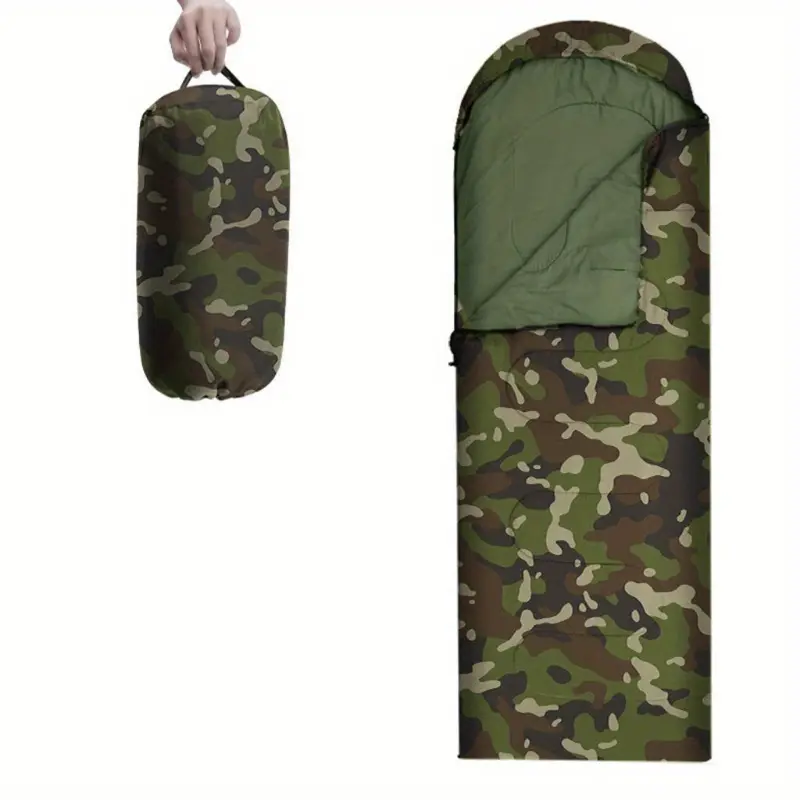 1-Person Camouflage Sleeping Bag Lightweight, High Quality & Warm All-Weather Outdoor Gear - Durable Polyester with Zipper Closure, Compression Organizer & Spacious 6'6" Design for Camping, Hiking, Hunting, Backpacking, Sleeping Bag for Cam