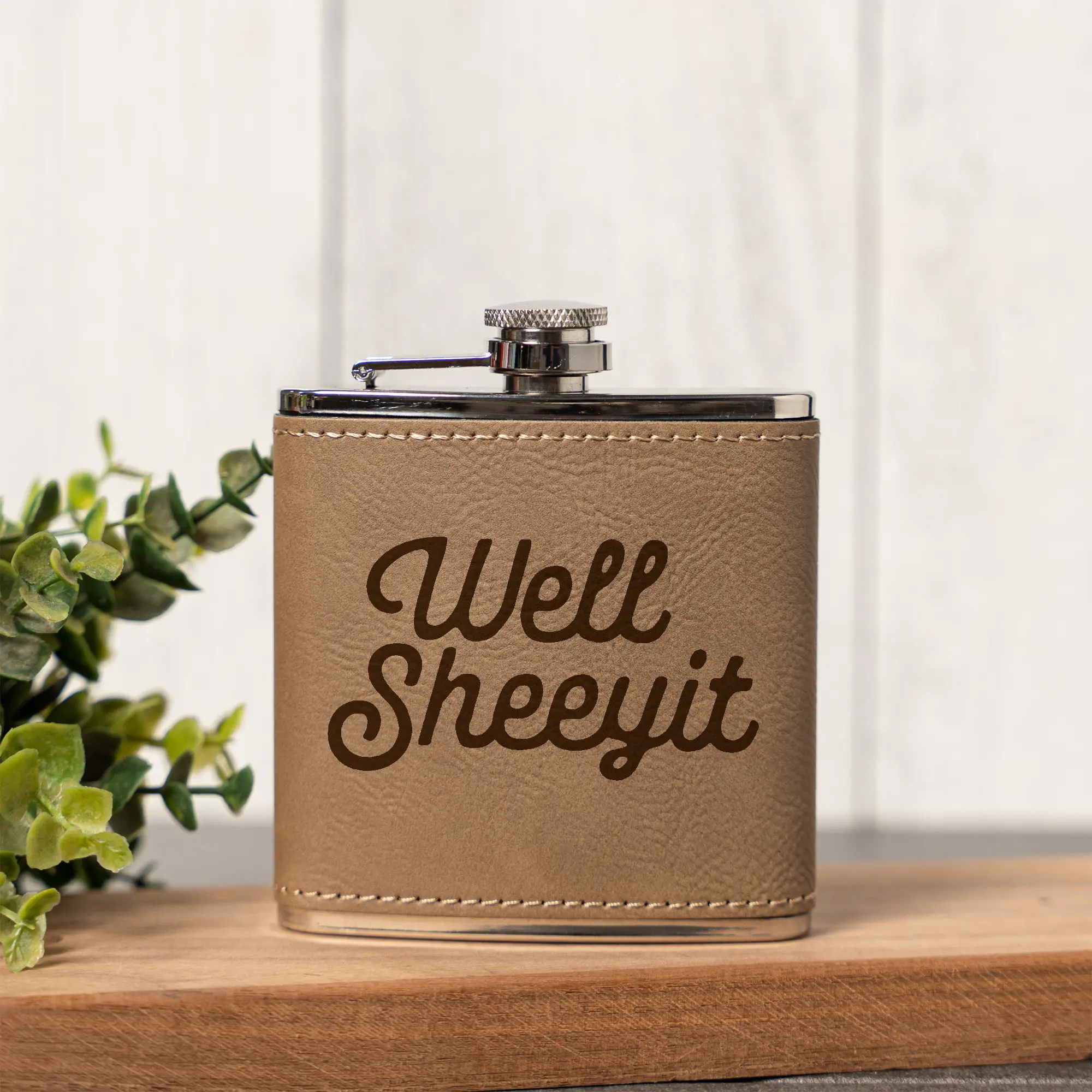 Well Sheeyit Engraved Flask