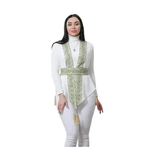 White Chiffon Vest  Colorful Embroidered