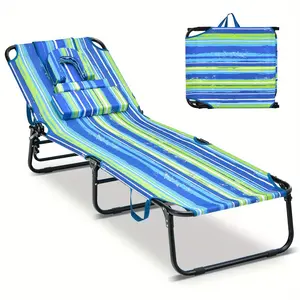 Beach lounge chair, with face pillow and 5-position adjustable backrest