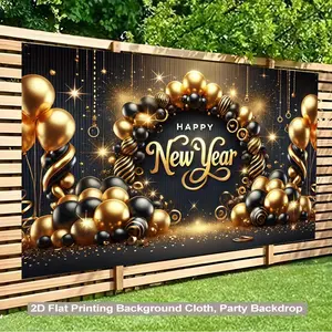 New Year Festive Atmosphere, Reusable Background Banners - Table Decors Background, Party Supplies, Baby Shower Banner, Photo Booth Props, Indoor & Outdoor Decoration