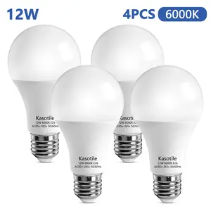 Kasotile 12w A21 LED Bulb, E26/e27 Base, 6000k Light, Non-Dimmable, Ac 85-265v, High Brightness, Flicker-Free, Frosted, 4-Pack