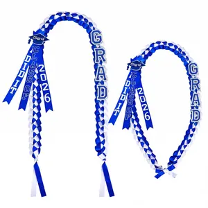 Class of 2026 I Did It Graduation Lei Handmade Braided Ribbon Lei with GRAD Charms Hawaiian Graduation Necklace for High School College Graduation Gift 2026 Graduation Gift Commencement Ceremony Grad Party Decor Photo Prop Keepsake Graduation Accessory