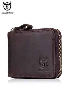 New Leather Men's Horizontal Multi-Card Holder Business Card Case, Zipper Driver License Wallet, Genuine Cowhide Material