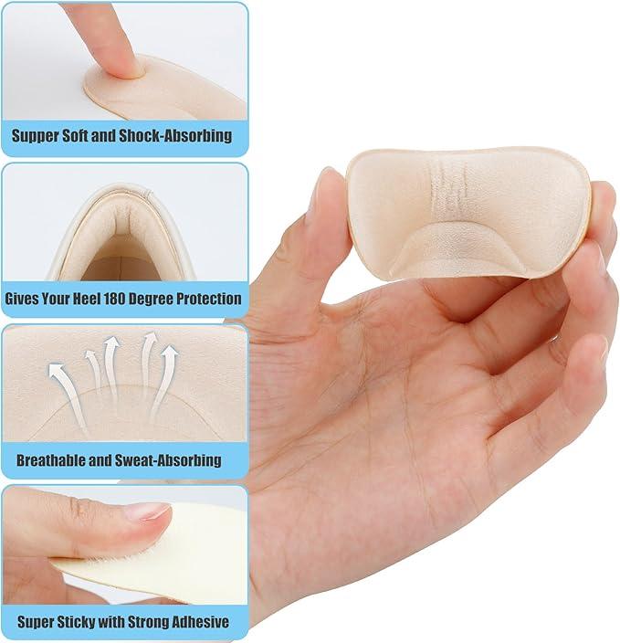 Heel Pads for Shoe That are Too Big, Inserts for Women, Heel Grips for Womens Mens, Protectors Cushion Liners for Blisters Loose Shoes, Comfort Fillers (BeigeBlack 4Pairs)