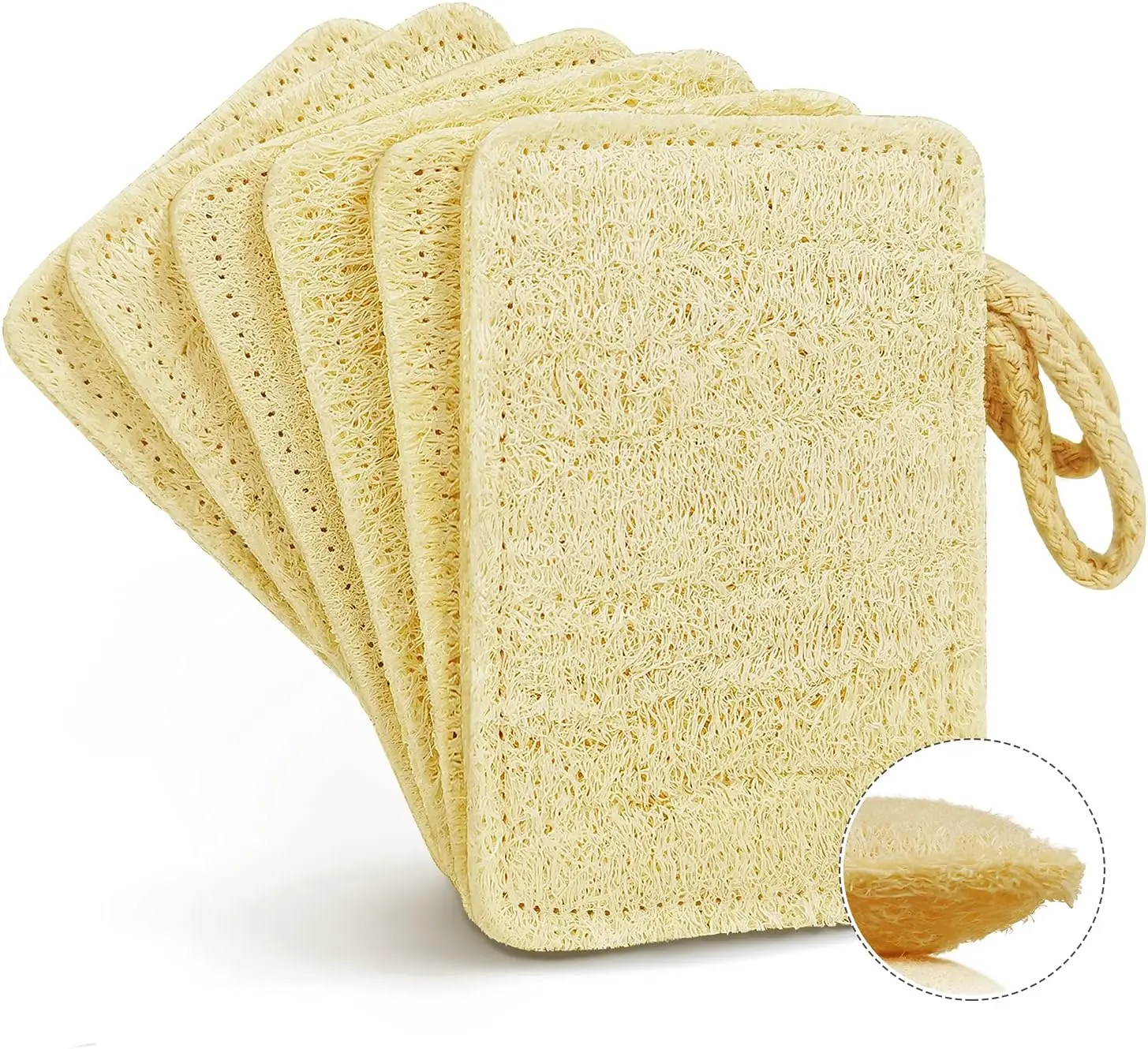 Loofah Kitchen Dish Sponges  (6Pack), Non-Scratch Scrub Cleaning Sponge, Green   Fiber Biodegradable Loofah Sponges
