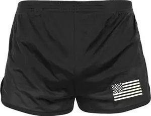 Black US Flag Ranger Physical Training PT Shorts Work Out Running Exercise Gym