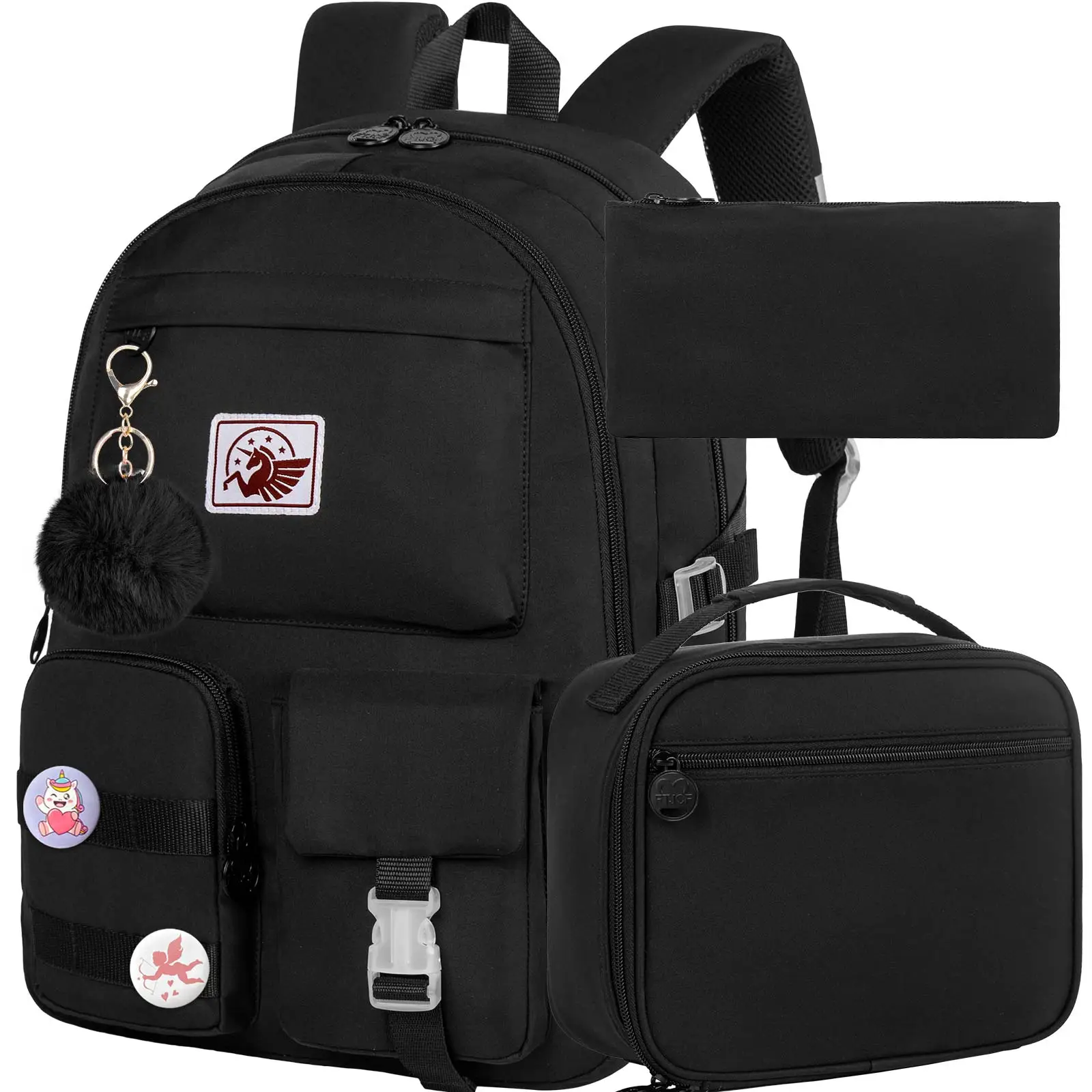 Girls Bookbag, 15.6 Inch Cute Aesthetic School Backpacks, Water Resistant Anti Theft College Bookbag for Women Teens Primary Students