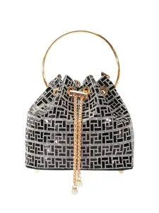 Women's Fashionable Rhinestone Decorated Bucket Bag, with Chain Strap, Trendy All-match Crossbody Bag for Party, Daily Used