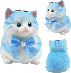 Big Hand Painted Cat Squishy Toys，Large Cute Ultra Soft Kitty Squeeze Fidget Toys for Stress Relief ,Kawaii Squishies Sticky Animal Toys for Adults Kids,Decompression Sensory Balls Toys for Autism
