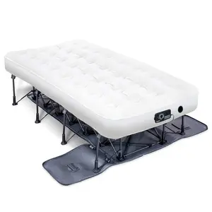 Ivation EZ-Bed (Twin) Air Mattress With Frame & Rolling Case, Self Inflatable, Blow Up Bed Auto Shut-Off, Comfortable Surface AirBed, Best for Guest, Travel, Vacation, Camping