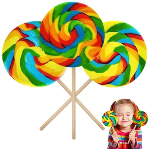 Jumbo Rainbow Swirl Lollipop Individually Wrapped Sucker 110 Gram, 4" Inch (3)