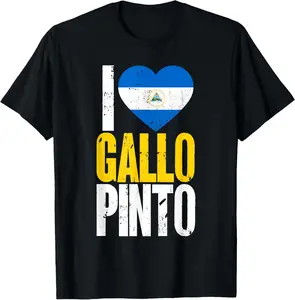 100% Cotton Nicaragua I Love Gallo Pinto Nicaraguan Nicaragua Flag T-Shirt