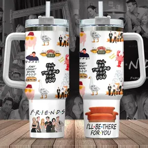 Friends TV Series 40oz Stainless Steel Tumbler With Handle, Movie TV Series Tumbler, Gift for Movie Lover