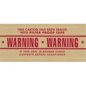 Tape Logic  3 in. x 450 ft. Warning No.7500 Pre-Printed Reinforced Water Activated Tape, Kraft - Case of 10