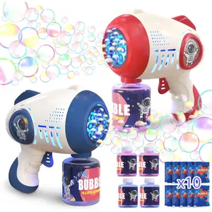 Light-Up Bubble Machine with Refills Gun 8-Hole  Blower 4  Bubble Maker, Outdoor Toy, Party Favor