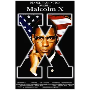 Malcolm X Movie Poster with American Flag Design