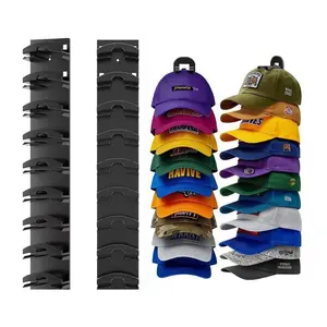 Hat Rack 2 Pack，Hat Hook for Wall Hold up to 20 Hats,Hat Organizer with Strong Adhesive Multilayer Cap Holder Wall-Mounted Hat Holder for Wall Closet Door and Bedroom Hat Hangers for Baseball Caps