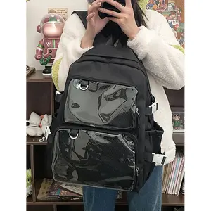 Japanese Kawaii Ita Backpack – Transparent Window School Bag, Large Capacity Cute College Backpack for Women
