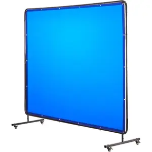 VEVOR Welding Screen with Frame, 6x 6 FT Welding Curtain Screen, Flame-Resistant Vinyl Safety Protection Screens with Lockable Swivel Wheels 6-Level UV Protection for Workshop/Industrial Use, BlueVEVOR Super Brand Day