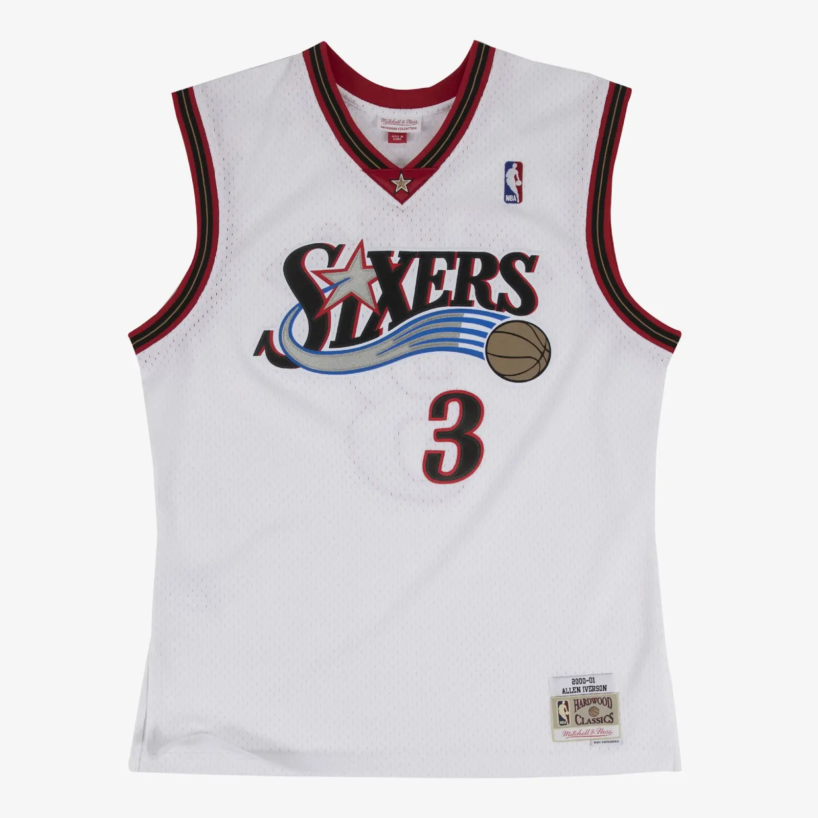 Allen Iverson Philadelphia 76ers 2000-01 White Swingman Player Jersey - Mitchell & Ness NBA Throwback, 00s Retro Basketball Jersey
