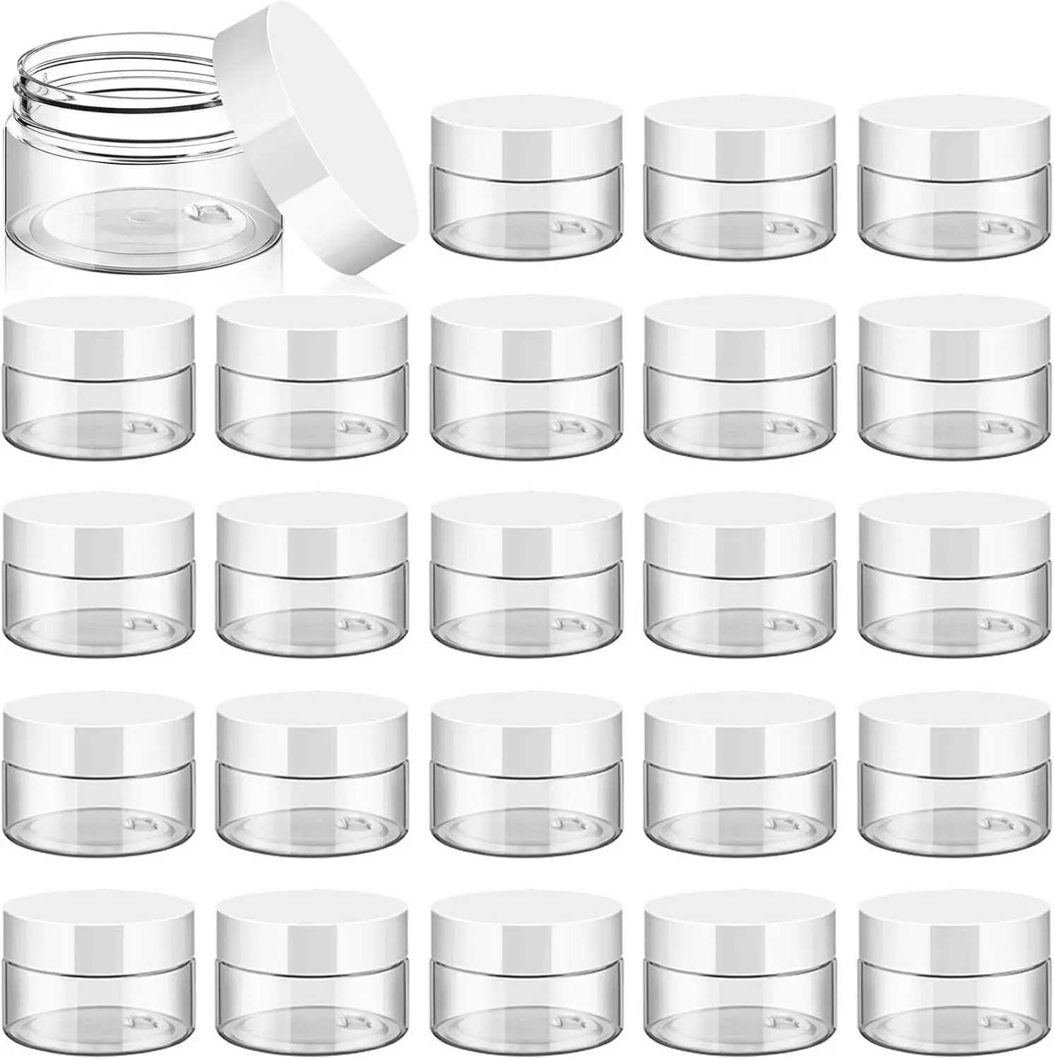 TUZAZO 24 Pack 1 Oz Small Plastic Container Jars with Lids BPA Free, Empty round Clear Cosmetic Containers Plastic Slime Jars for Lotion, Cream, Ointments, Samples, Travel Storage (24)