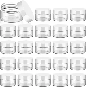 TUZAZO 24 Pack 1 Oz Small Plastic Container Jars with Lids BPA Free, Empty round Clear Cosmetic Containers Plastic Slime Jars for Lotion, Cream, Ointments, Samples, Travel Storage (24)