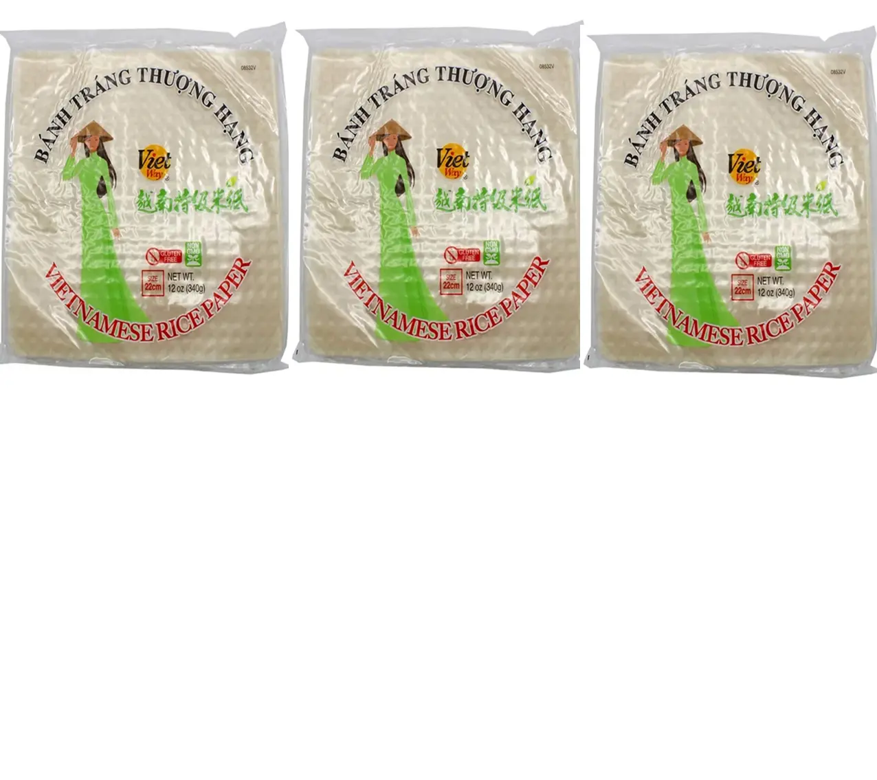 Maadan Premium Vietnamese Rice Paper Wrappers (22cm, 12oz). Square – Gluten-Free & Non-GMO. Food