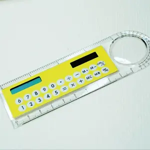 Mini ultra-thin ruler with solar calculator magnifying glass multi-function calculator school office supplies Calculator with display