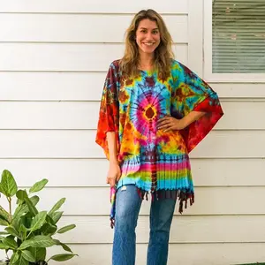 Hippie Soul | Hand Dyed Tunic, Boho Kaftan Blouse , Oversize Tops, Beachwear, Tie Dye Clothing, Hippie Clothing