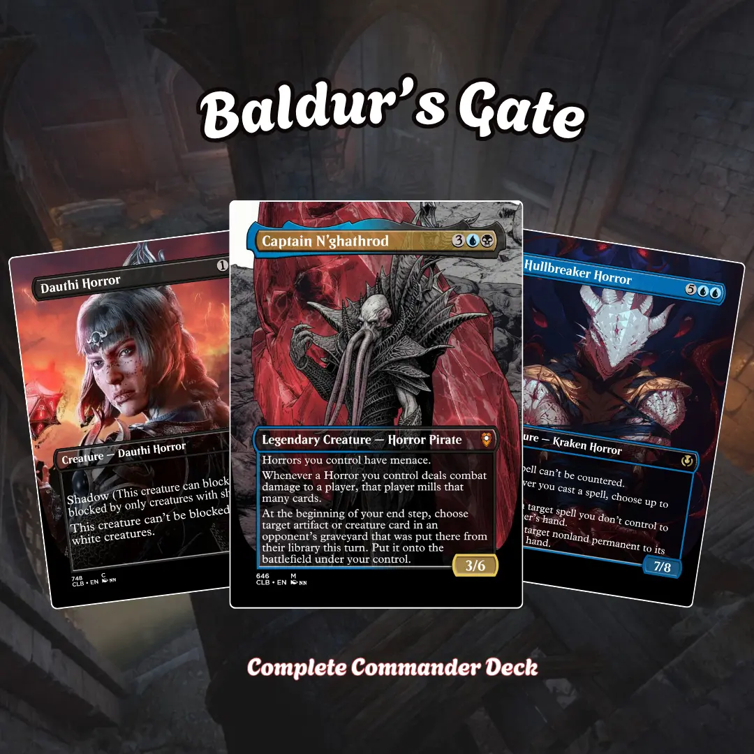 Proxy 100+ Commander Deck – Baldur's Gate Theme | Epic Fantasy RPG EDH Strategy | Legendary Heroes & Dungeons | Ready to Play | Collector Gift
