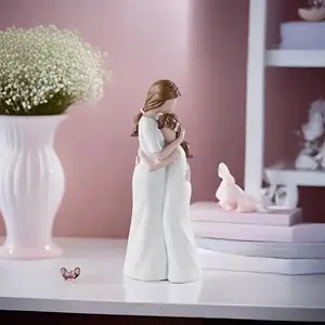 Mother Daughter Hugging Statue, Decorative Figurines, Resin Craftsmanship, Elegant Home Decor, Indoor Outdoor Display, Perfect Mother's Day Gift