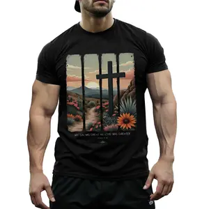 Christian Faith T-Shirt for Men Women Jesus Cross Design John 3:16 Bible Verse Soft Breathable Pure Cotton Casual Short Sleeve Round Neck Tee for Church Spring Summer Daily Wear