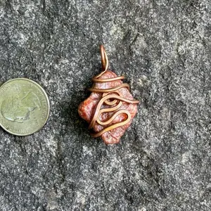 Handcrafted Copper Wire Wrapped Red Jasper Pendant - Unique Jewelry Piece for Nature Lovers