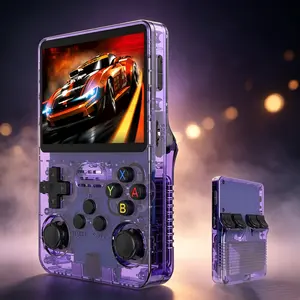 Retro Purple Rechargeable Handheld Game Console - 3.5-in Screen, 64G Built-in Memory Card, Linux System, Compact Design, Built-in Emulator Games, Anime & ABS Material, Portable Video Player for On-the-Go Gaming Gifts