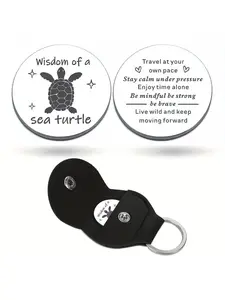 Wisdom Of A Sea Turtle Inspirational Pocket Hug Keychain, Stainless Steel Keychain, Perfect Back To School Gift for Teens, College-bound & Turtle Lovers
